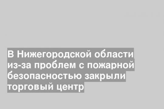 В Нижегородской области из-за проблем с пожарной безопасностью закрыли торговый центр