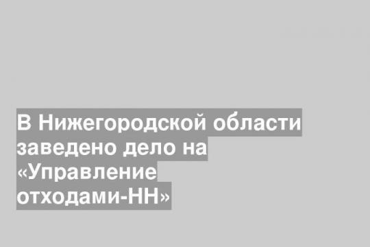 В Нижегородской области заведено дело на «Управление отходами-НН»