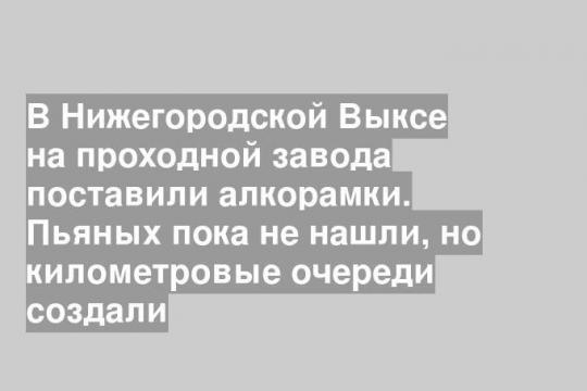 В Нижегородской Выксе на проходной завода поставили алкорамки. Пьяных пока не нашли, но километровые очереди создали