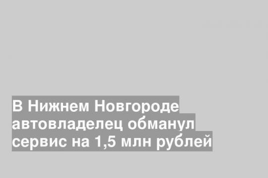 В Нижнем Новгороде автовладелец обманул сервис на 1,5 млн рублей