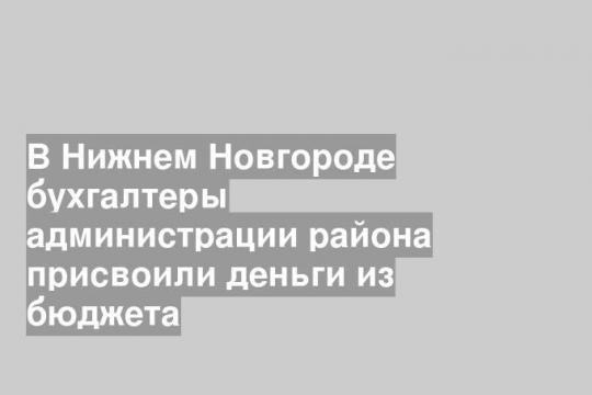 В Нижнем Новгороде бухгалтеры администрации района присвоили деньги из бюджета