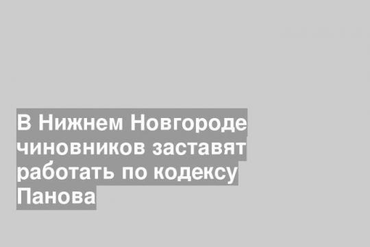 В Нижнем Новгороде чиновников заставят работать по кодексу Панова