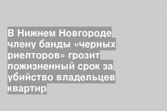 В Нижнем Новгороде члену банды «черных риелторов» грозит пожизненный срок за убийство владельцев квартир