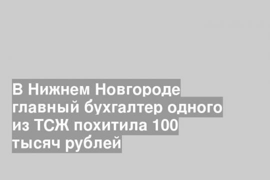 В Нижнем Новгороде главный бухгалтер одного из ТСЖ похитила 100 тысяч рублей