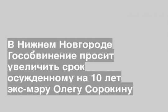 В Нижнем Новгороде Гособвинение просит увеличить срок осужденному на 10 лет экс-мэру Олегу Сорокину