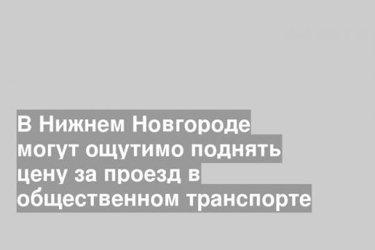 В Нижнем Новгороде могут ощутимо поднять цену за проезд в общественном транспорте