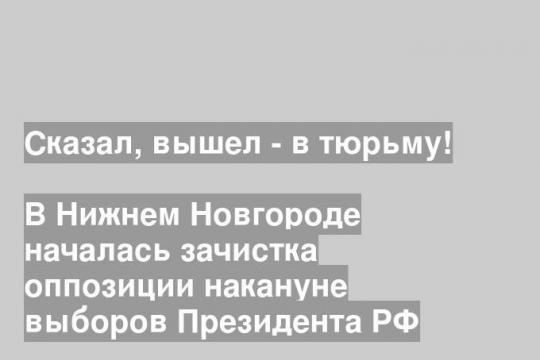 В Нижнем Новгороде началась зачистка оппозиции накануне выборов Президента РФ