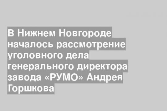 В Нижнем Новгороде началось рассмотрение уголовного дела генерального директора завода «РУМО» Андрея Горшкова