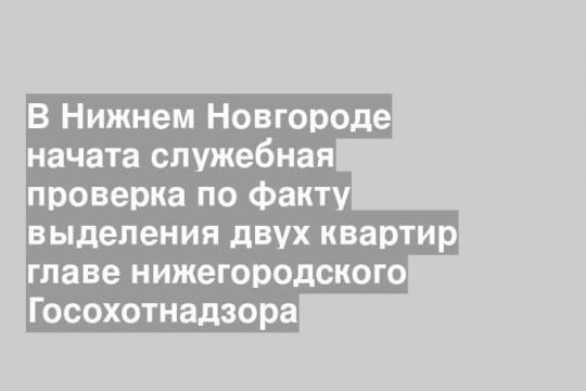 В Нижнем Новгороде начата служебная проверка по факту выделения двух квартир главе нижегородского Госохотнадзора