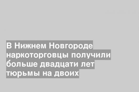 В Нижнем Новгороде наркоторговцы получили больше двадцати лет тюрьмы на двоих
