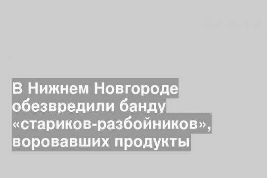 В Нижнем Новгороде обезвредили банду «стариков-разбойников», воровавших продукты