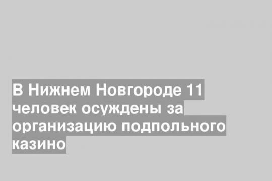 В Нижнем Новгороде 11 человек осуждены за организацию подпольного казино
