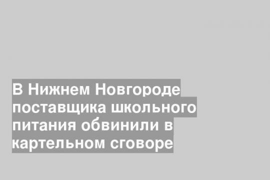 В Нижнем Новгороде поставщика школьного питания обвинили в картельном сговоре