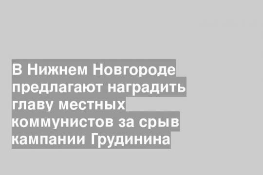 В Нижнем Новгороде предлагают наградить главу местных коммунистов за срыв кампании Грудинина