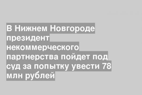 В Нижнем Новгороде президент некоммерческого партнерства пойдет под суд за попытку увести 78 млн рублей