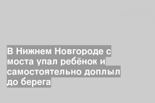 В Нижнем Новгороде с моста упал ребёнок и самостоятельно доплыл до берега