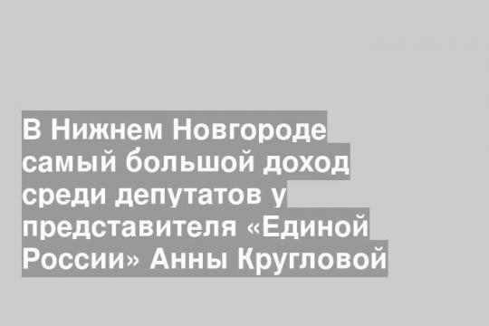 В Нижнем Новгороде самый большой доход среди депутатов у представителя «Единой России» Анны Кругловой