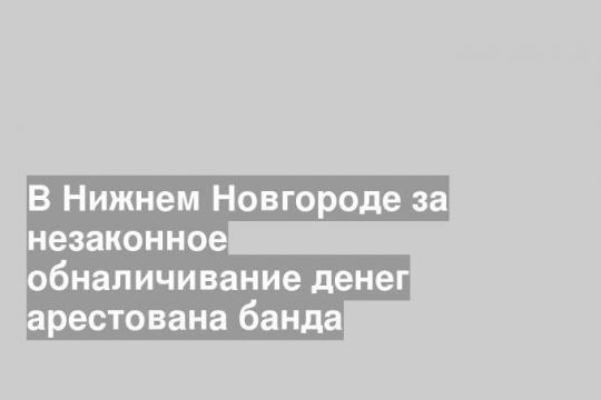 В Нижнем Новгороде за незаконное обналичивание денег арестована банда