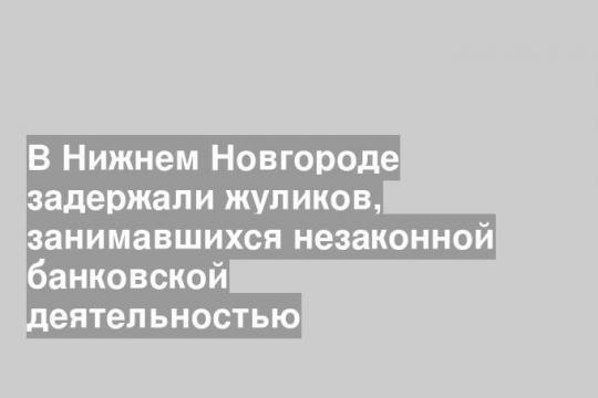 В Нижнем Новгороде задержали жуликов, занимавшихся незаконной банковской деятельностью