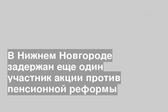В Нижнем Новгороде задержан еще один участник акции против пенсионной реформы