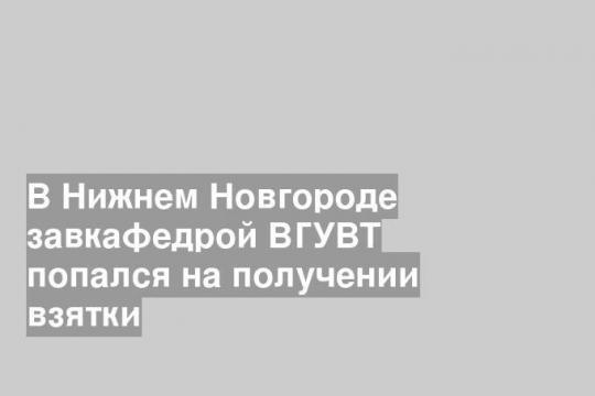 В Нижнем Новгороде завкафедрой ВГУВТ попался на получении взятки