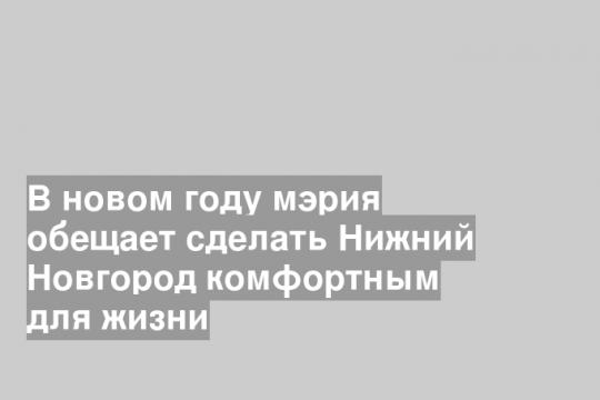 В новом году мэрия обещает сделать Нижний Новгород комфортным для жизни