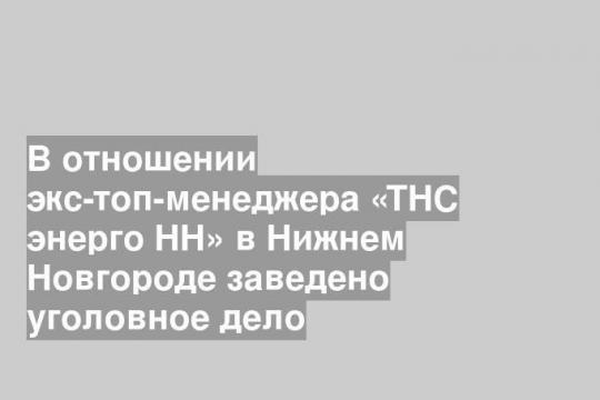 В отношении экс-топ-менеджера «ТНС энерго НН» в Нижнем Новгороде заведено уголовное дело
