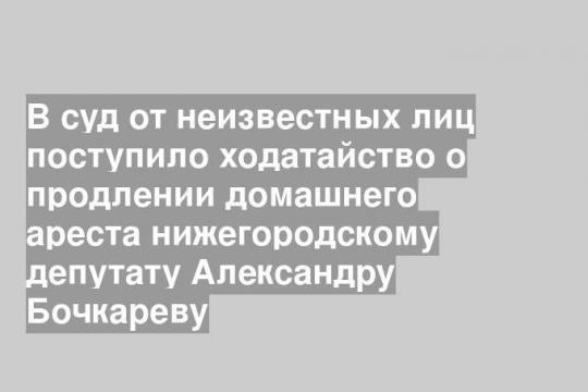 В суд от неизвестных лиц поступило ходатайство о продлении домашнего ареста нижегородскому депутату Александру Бочкареву