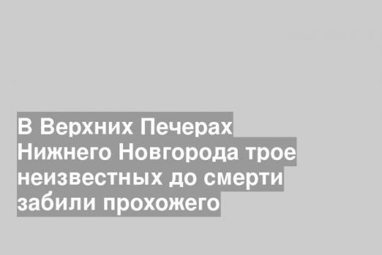 В Верхних Печерах Нижнего Новгорода трое неизвестных до смерти забили прохожего