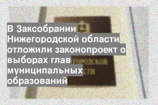 В Заксобрании Нижегородской области отложили законопроект о выборах глав муниципальных образований