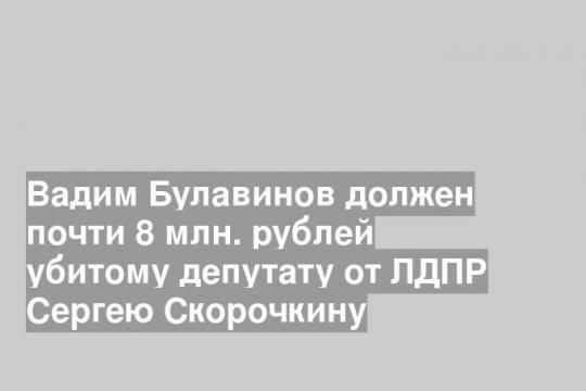 Вадим Булавинов должен почти 8 млн. рублей убитому депутату от ЛДПР Сергею Скорочкину
