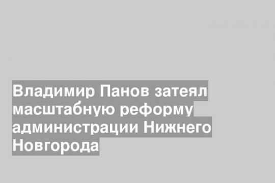 Владимир Панов затеял масштабную реформу администрации Нижнего Новгорода