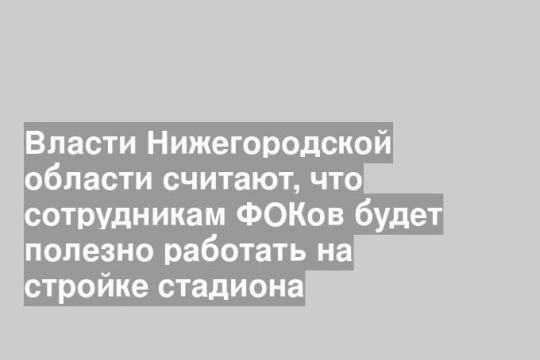 Власти Нижегородской области считают, что сотрудникам ФОКов будет полезно работать на стройке стадиона