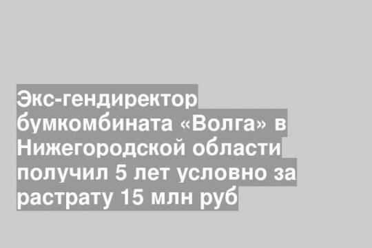 Экс-гендиректор бумкомбината «Волга» в Нижегородской области получил 5 лет условно за растрату 15 млн руб
