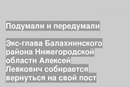 Экс-глава Балахнинского района Нижегородской области Алексей Левкович собирается вернуться на свой пост