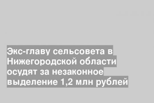 Экс-главу сельсовета в Нижегородской области осудят за незаконное выделение 1,2 млн рублей