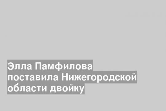 Элла Памфилова поставила Нижегородской области двойку