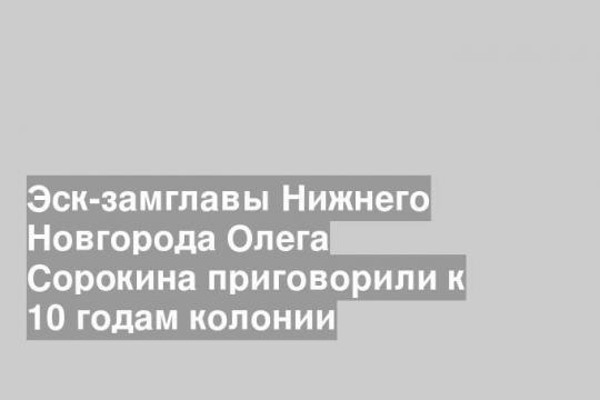 Эск-замглавы Нижнего Новгорода Олега Сорокина приговорили к 10 годам колонии