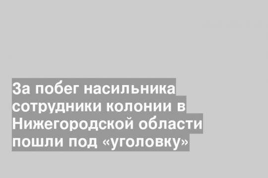 За побег насильника сотрудники колонии в Нижегородской области пошли под «уголовку»