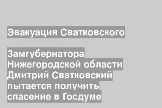 Замгубернатора Нижегородской области Дмитрий Сватковский пытается получить спасение в Госдуме