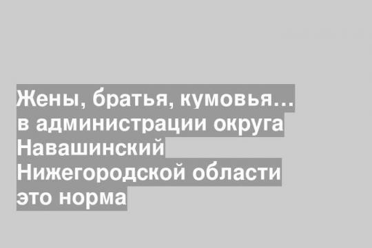 Жены, братья, кумовья… в администрации округа Навашинский Нижегородской области это норма