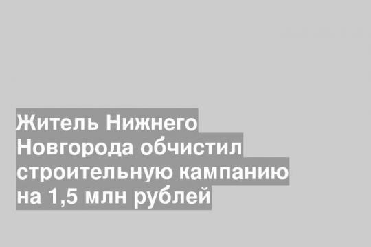 Житель Нижнего Новгорода обчистил строительную кампанию на 1,5 млн рублей