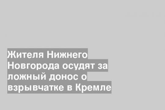Жителя Нижнего Новгорода осудят за ложный донос о взрывчатке в Кремле